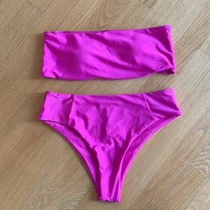 Cupshe Hot Pink Bandeau Bikini